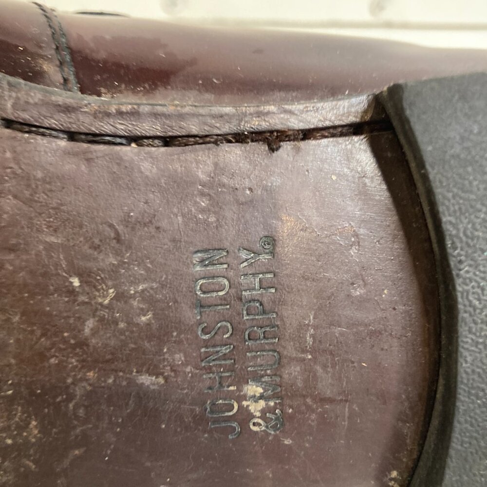JOHNSTON AND MURPHY LEATHER BURGUNDY LOAFERS SIZE 11.5 - Picture 6 of 6
